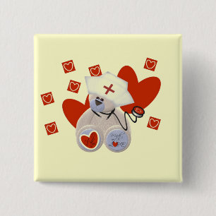 Teddy Bear Nurse Love Tshirts and Gifts 15 Cm Square Badge