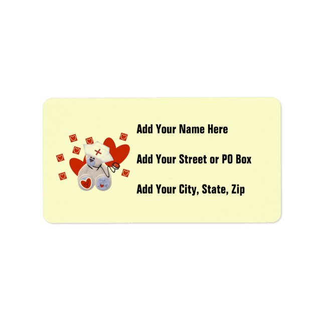 Teddy Bear Nurse Love Tshirts and Gifts Label (Front)