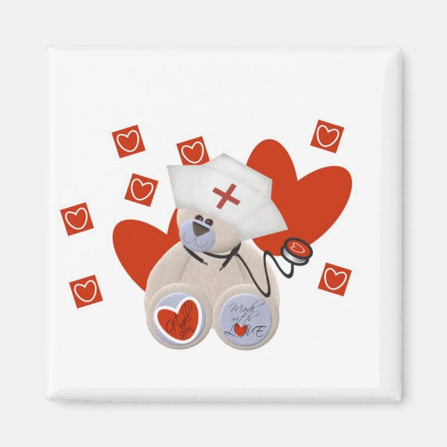 Teddy Bear Nurse Love Tshirts and Gifts Magnet (Front)
