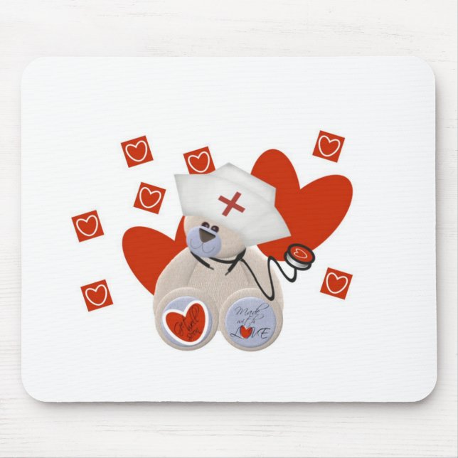 Teddy Bear Nurse Love Tshirts and Gifts Mouse Pad (Front)
