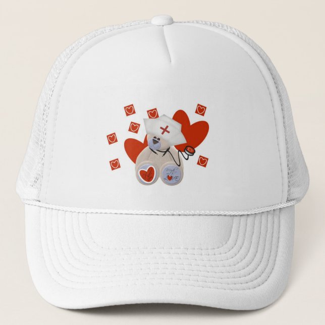 Teddy Bear Nurse Love Tshirts and Gifts Trucker Hat (Front)