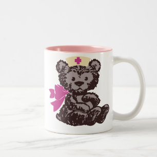 Teddy Bear Nurse (Pink) Two-Tone Coffee Mug