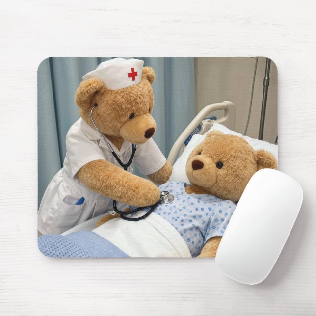 Teddy Bear Nurse with a Stethoscope  Mouse Pad (With Mouse)