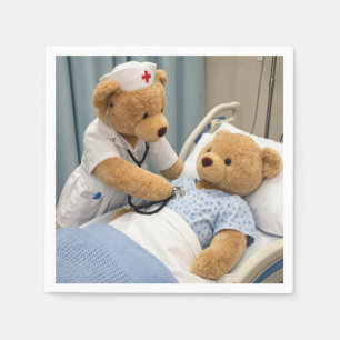 Teddy Bear Nurse with a Stethoscope Napkin