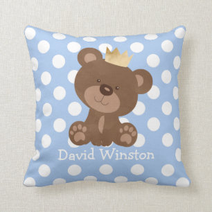 Teddy Bear Nursery Decor Baby Boy Personalised Cushion