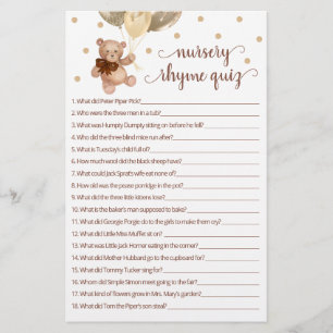 Teddy Bear Nursery Rhyme Quiz Game