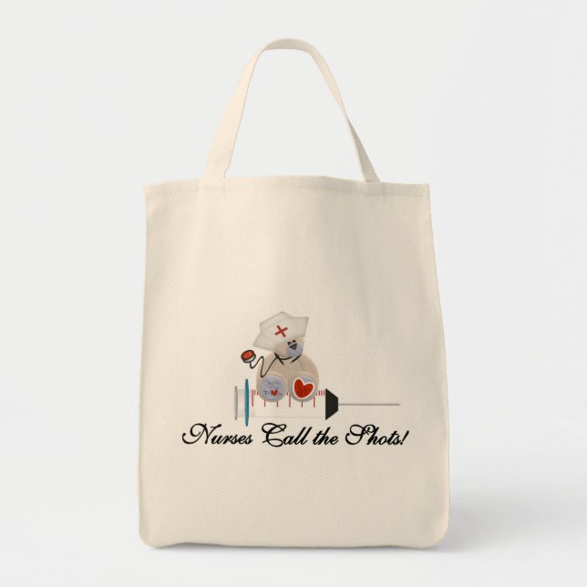 Teddy Bear Nurses Call the Shots T-shirts and Gift Tote Bag (Front)