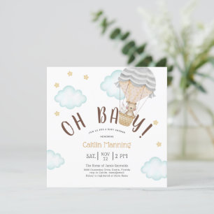 Teddy Bear Oh Baby Woodland Neutral Baby Shower In Invitation