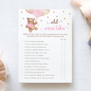 Teddy Bear Old Wives Tales Gender Reveal Baby Card