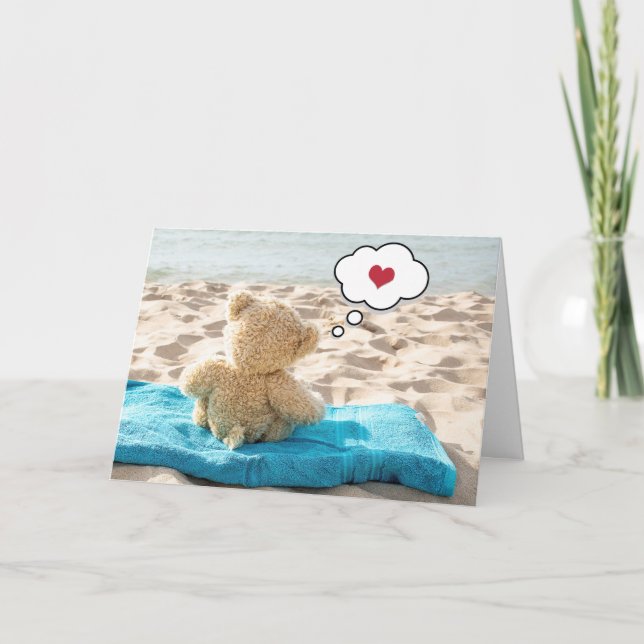 Teddy Bear On Beach Towel Card (Front)