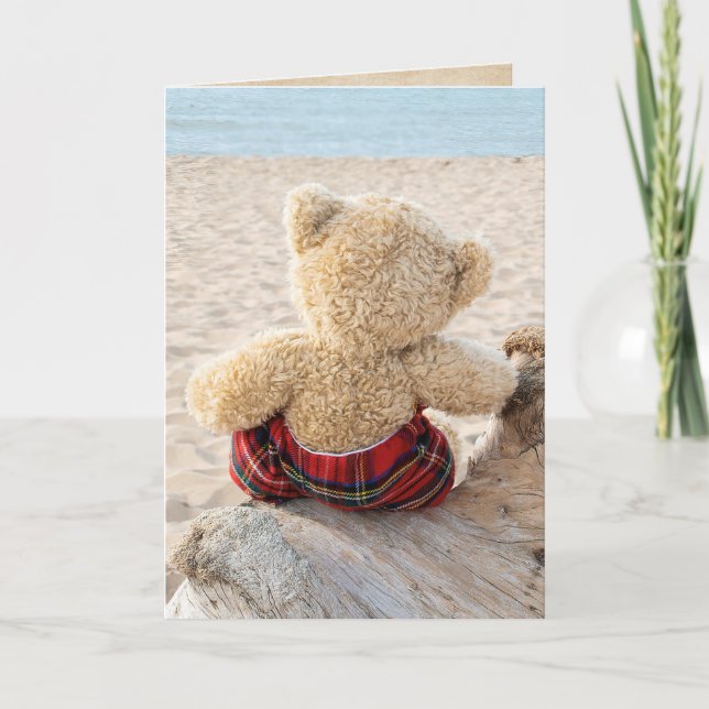 Teddy bear on driftwood card (Front)