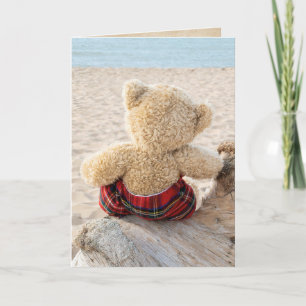 Teddy bear on driftwood card