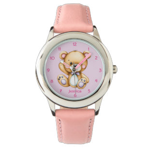 Teddy Bear on Pink Background Watch