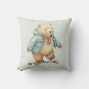 Teddy bear on skate board cushion