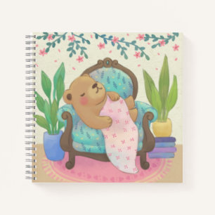Teddy Bear on Vintage Armchair Illustration Notebook