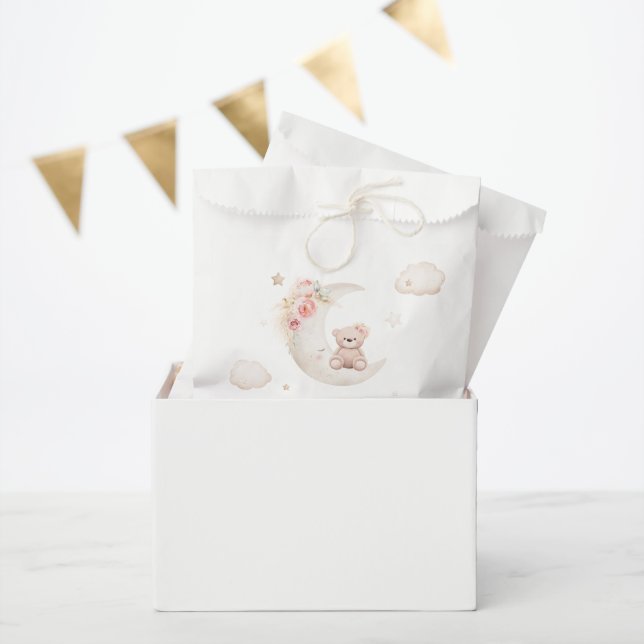 Teddy Bear Over The Moon Neutral Baby Shower  Favour Bag (Party)