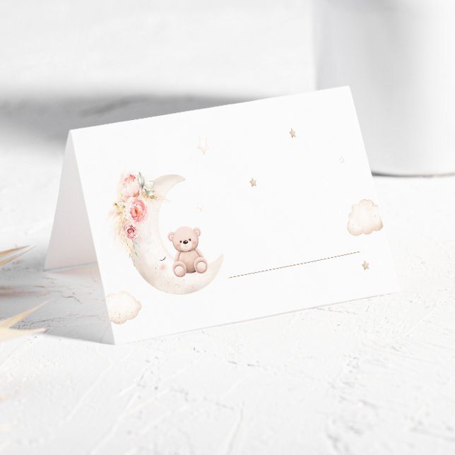 Teddy Bear Over The Moon Neutral Place Card (Creator Uploaded)