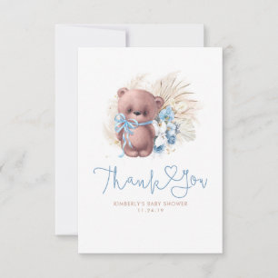 Teddy Bear Pampas Grass Cute Thank You Card