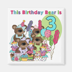 Teddy Bear Party 3rd Birthday Tshirts and Gifts Magnet