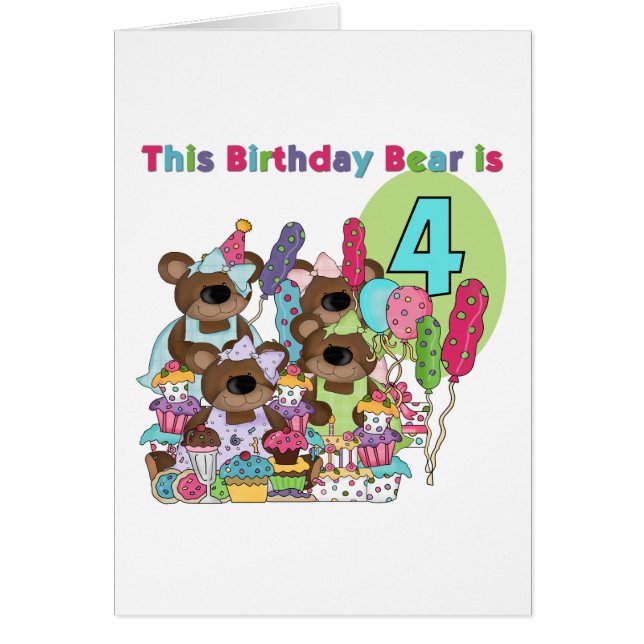 Teddy Bear Party 4th Birthday Tshirts and Gifts (Front)