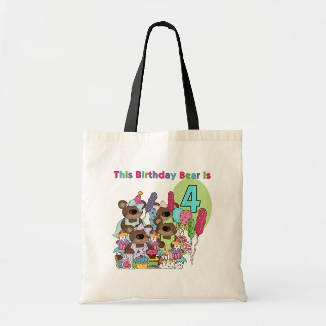 Teddy Bear Party 4th Birthday Tshirts and Gifts Tote Bag (Front)