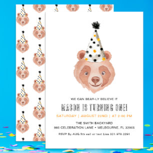 Teddy Bear Party Animal Bear Theme Birthday Invitation