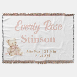 Teddy Bear Pastel Champagne  Gold Baby Girl  Throw Blanket