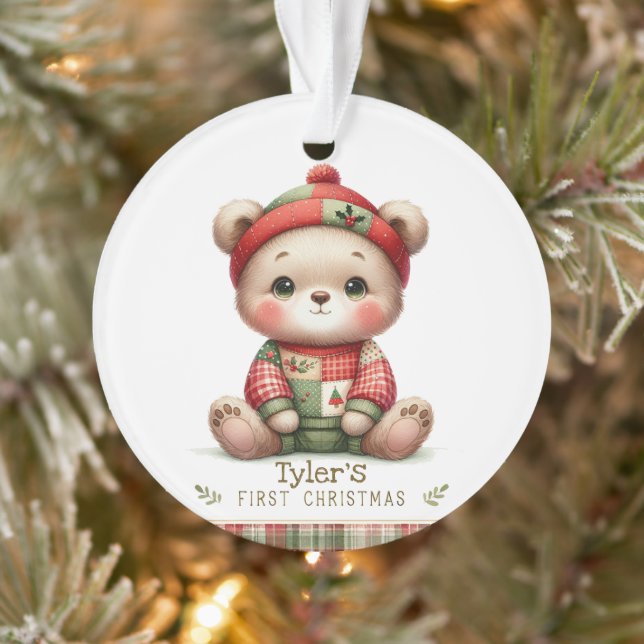 Teddy Bear Patchwork Keepsake Ornament (Tree)