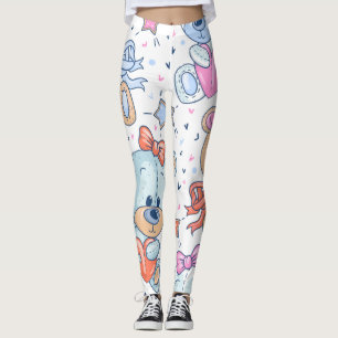 Teddy bear pattern leggings