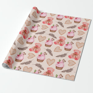 Teddy Bear Pattern Wrapping Paper