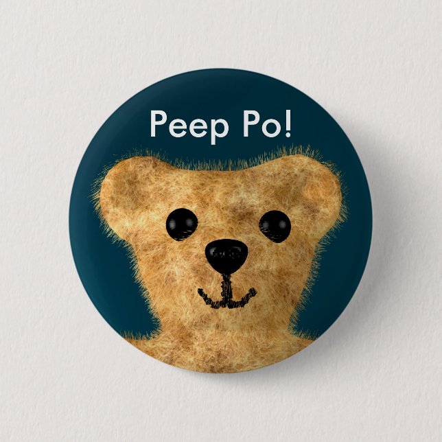 Teddy Bear (Peep po!) 6 Cm Round Badge (Front)