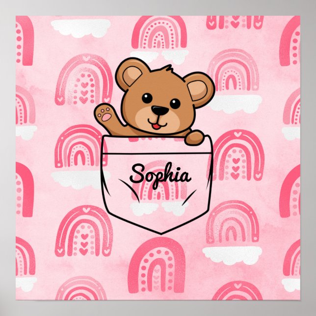 Teddy Bear Personalised Animal Pocket Poster (Front)