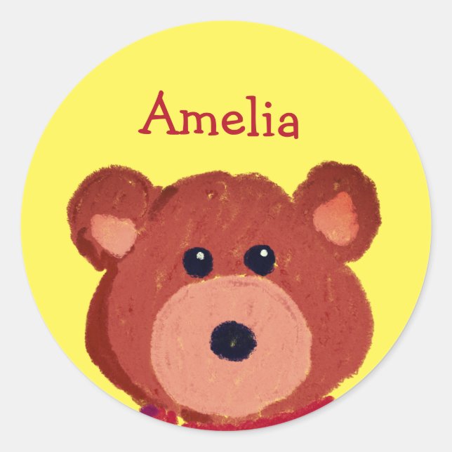 Teddy Bear Personalised Classic Round Sticker (Front)
