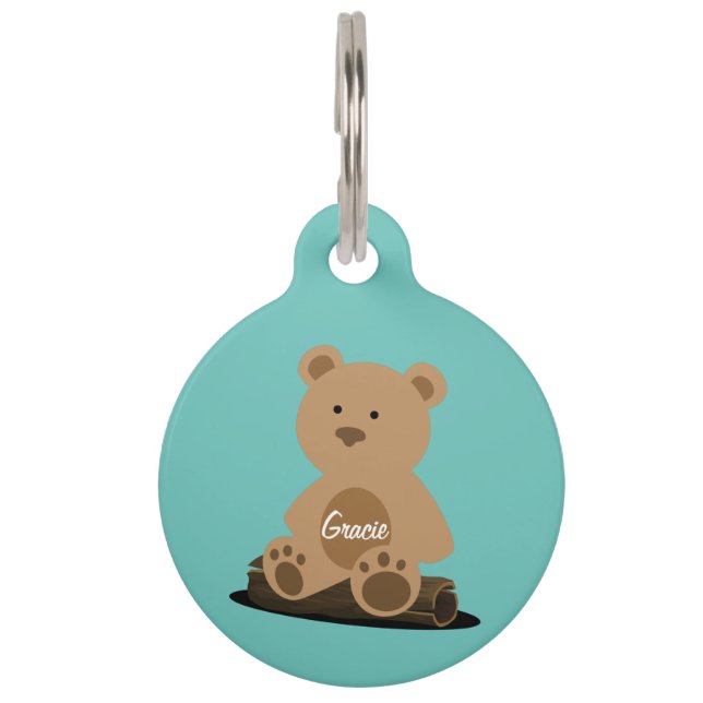 Teddy Bear Personalised Pet ID Tag (Front)
