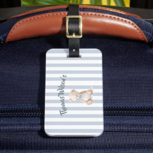 Teddy bear personalised school bag luggage tag