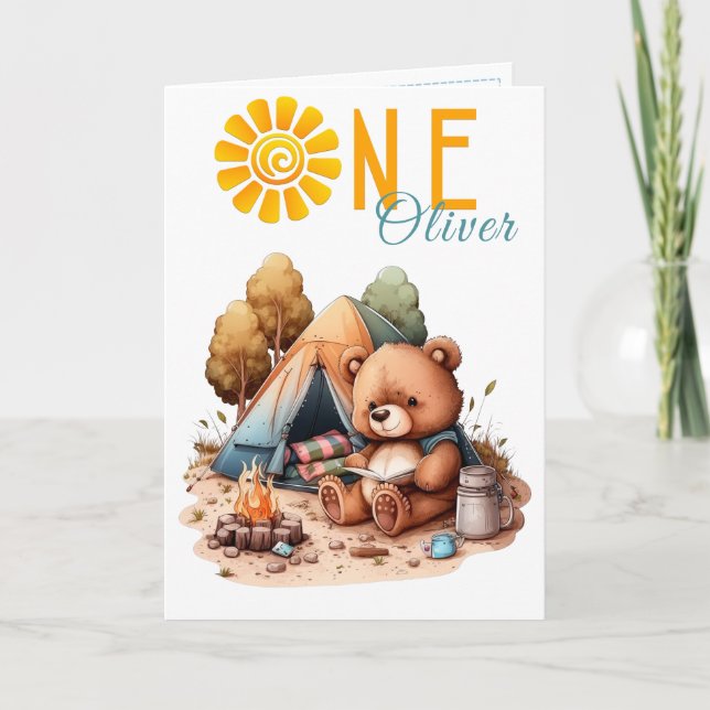 Teddy Bear Picnic 1st Birthday Card (Front)