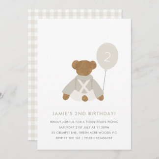 Teddy Bear Picnic Baby Birthday Invite