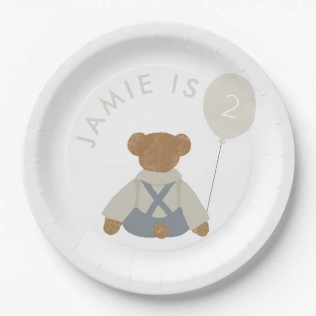 Teddy Bear Picnic Baby Birthday Paper Plate (Front)