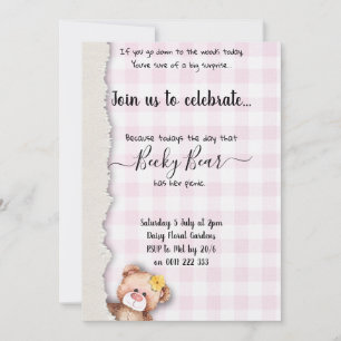Teddy bear picnic birthday invitation