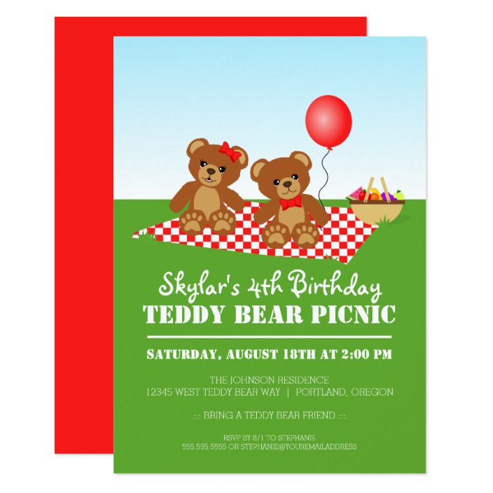 Teddy Bear Picnic Birthday Party Invitation | Zazzle.com.au