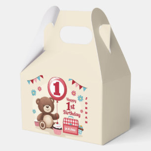 Teddy Bear Picnic Happy 1st Birthday Favour Box