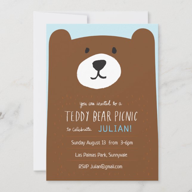 Teddy Bear Picnic Kids Birthday Party Invitation (Front)
