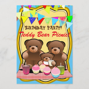 Teddy Bear Picnic Kids Party Invitation