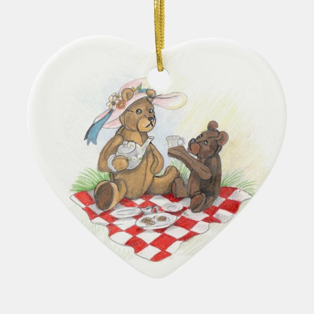 Teddy Bear Picnic~ornament Ceramic Tree Decoration (Front)