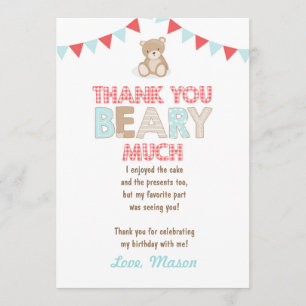 Teddy bear picnic Thank You Card Teddy bear Boy