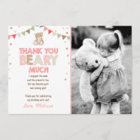 Teddy bear picnic Thank You Card Teddy bear Girl