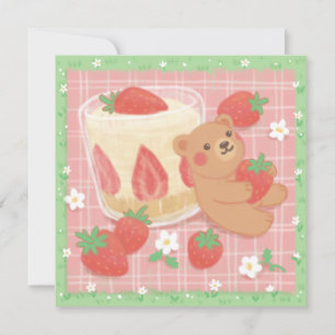 Teddy Bear Picnic with Strawberries Card