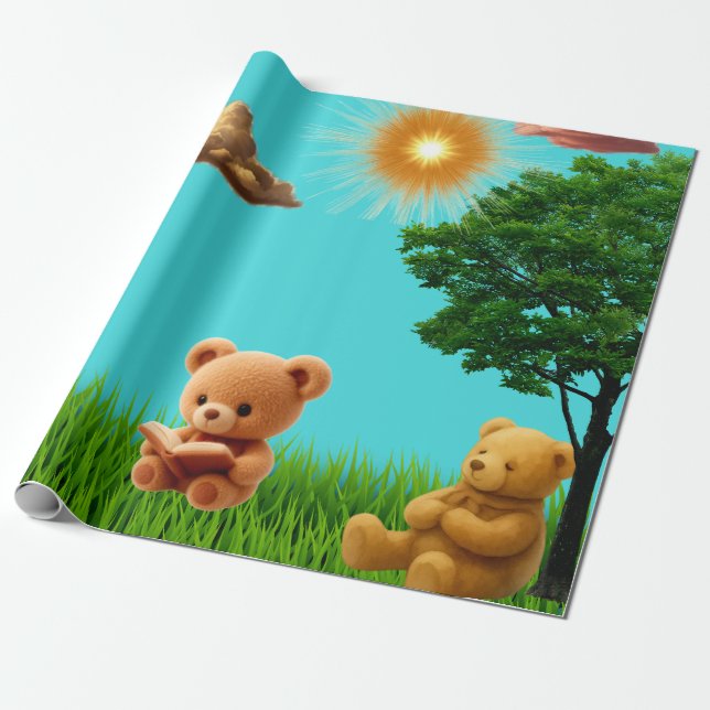 Teddy Bear Picnic Wrapping Paper (Unrolled)