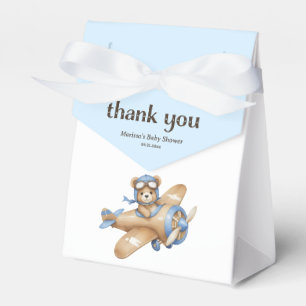 Teddy Bear Pilot Baby Boy Shower Favor Box
