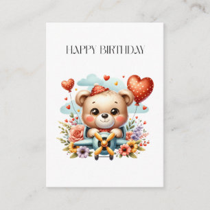 Teddy Bear Pilot Birthday Enclosure Card